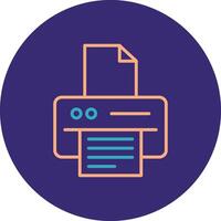 Printer Line Two Color Circle Icon vector