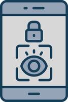 Eye Scanner Line Filled Grey Icon vector