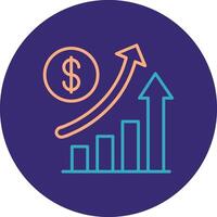 incrementar ventas línea dos color circulo icono vector