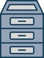 Filing Cabinet Line Filled Grey Icon vector