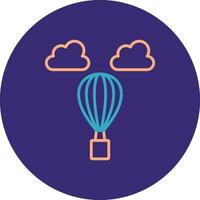 Hot Air Balloon Line Two Color Circle Icon vector