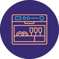 Dishwasher Line Two Color Circle Icon vector
