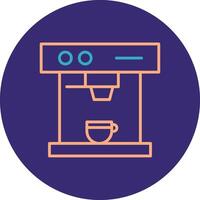 Coffee Machine Line Two Color Circle Icon vector