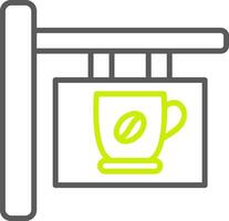 café señalización línea dos color icono vector