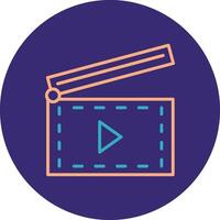 Clapperboard Line Two Color Circle Icon vector