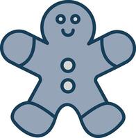 Gingerbread Man Line Filled Grey Icon vector