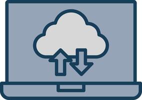 Cloud Computing Line Filled Grey Icon vector
