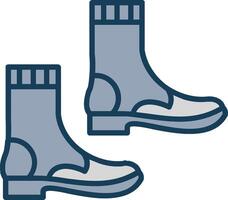 botas línea lleno gris icono vector