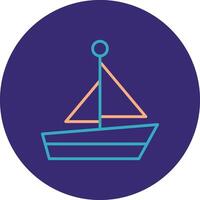 Boat Line Two Color Circle Icon vector