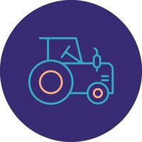 Tractor Line Two Color Circle Icon vector