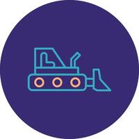 Bulldozer Line Two Color Circle Icon vector