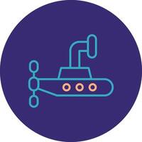 Submarine Line Two Color Circle Icon vector