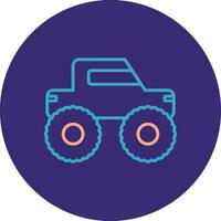 Monster Truck Line Two Color Circle Icon vector