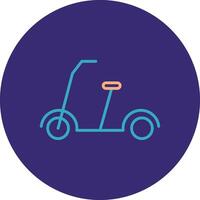 patada scooter línea dos color circulo icono vector