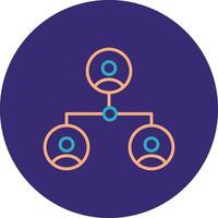 Network Line Two Color Circle Icon vector