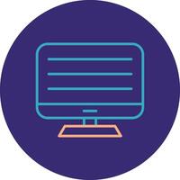 Computer Line Two Color Circle Icon vector