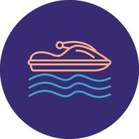 Jet Ski Line Two Color Circle Icon vector