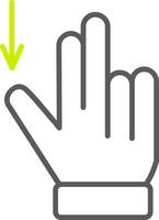 Two Fingers Drag Down Line Two Color Icon vector