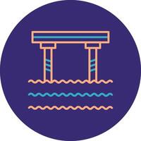 Bridge Line Two Color Circle Icon vector