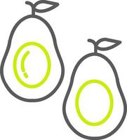 aguacate línea dos color icono vector