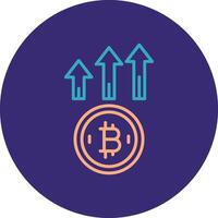 Bitcoin Up Line Two Color Circle Icon vector