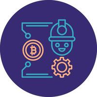 bitcoin arte línea dos color circulo icono vector