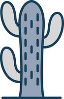 cactus línea lleno gris icono vector