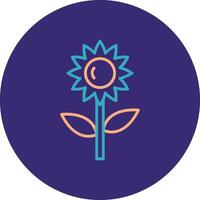 Sunflower Line Two Color Circle Icon vector