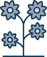 Flower Line Filled Grey Icon vector