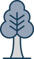Tree Line Filled Grey Icon vector