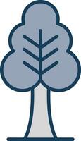 Tree Line Filled Grey Icon vector