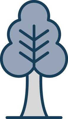 Tree Line Filled Grey Icon