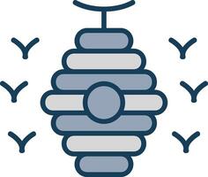 Bee Hive Line Filled Grey Icon vector