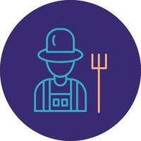 Farmer Male Line Two Color Circle Icon vector