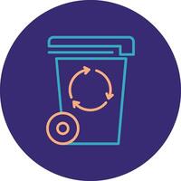 Trash Bin Line Two Color Circle Icon vector