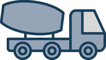 Cement Truck Line Filled Grey Icon vector