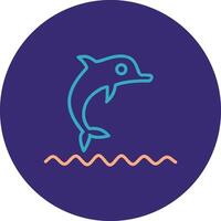 Dolphin Show Line Two Color Circle Icon vector