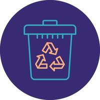 Recycle Bin Line Two Color Circle Icon vector