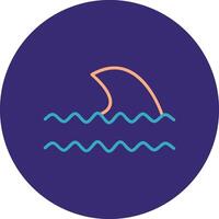 Ocean Waves Line Two Color Circle Icon vector