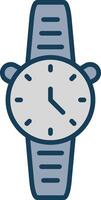 reloj línea lleno gris icono vector