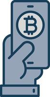 Pay Bitcoin Line Filled Grey Icon vector