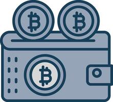 Bitcoin Wallet Line Filled Grey Icon vector