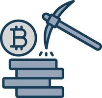 Bitcoin Mining Line Filled Grey Icon vector