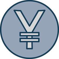 Yen Coin Line Filled Grey Icon vector