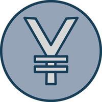 Yen Coin Line Filled Grey Icon vector