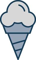 Cone Ice Cream Line Filled Grey Icon vector