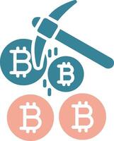 Bitcoin Mining Glyph Two Color Icon vector