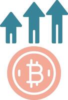 Bitcoin Up Glyph Two Color Icon vector