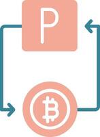 bitcoin paypal glifo dos color icono vector