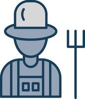 Farmer Male Line Filled Grey Icon vector